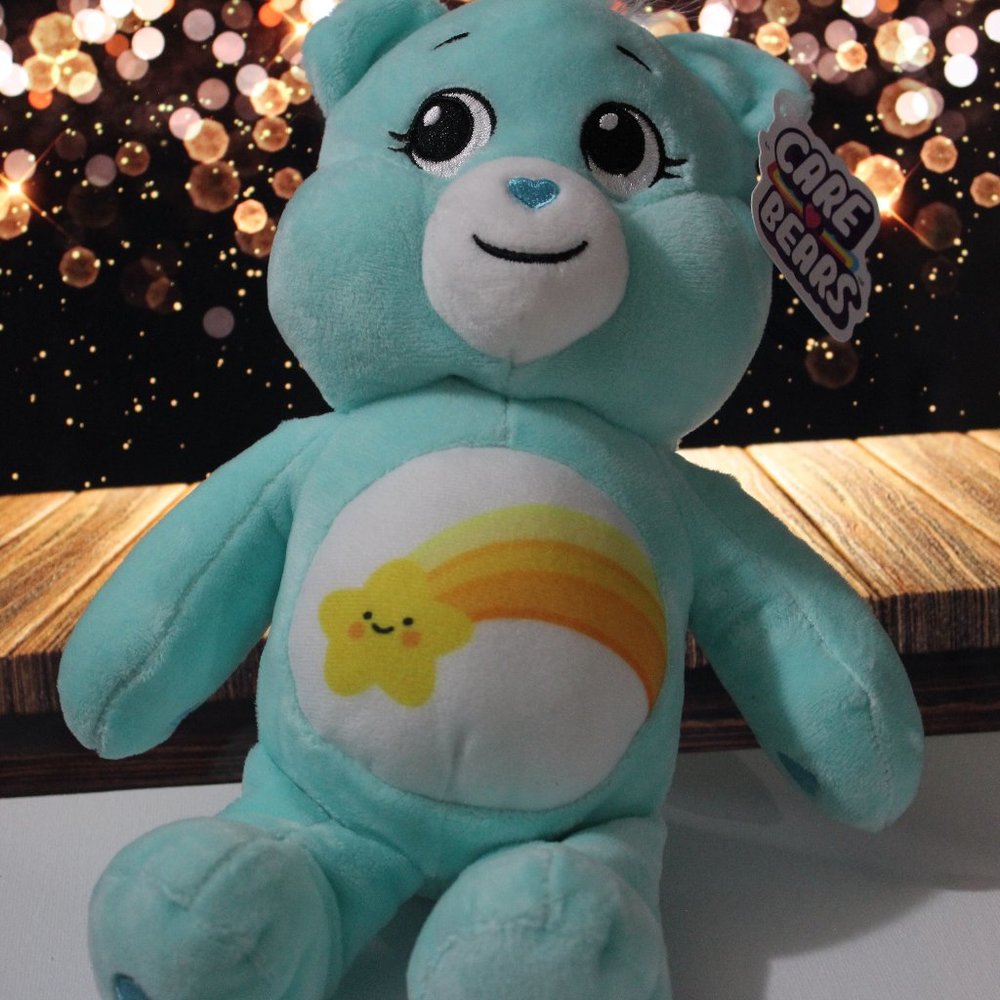 CARE BEARS | Wish Bear Sweet Wishes | Light Blue/Aqua Care Bear Plushie |